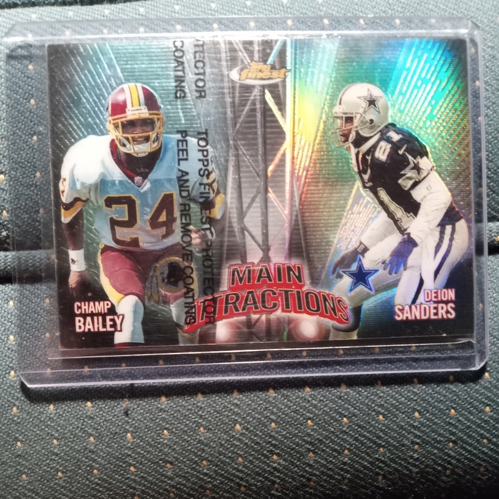 Deion Sanders + Champ Bailey (rc) Topps Finest "Main Attractions" Refractor Card
